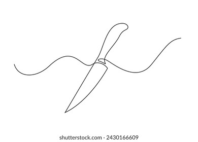 continuous line of kitchen knife.one line drawing of kitchen knife.one line kitchen knife vector