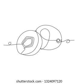 Continuous line kiwi for grocery store, printing on posters and banners. Linear style