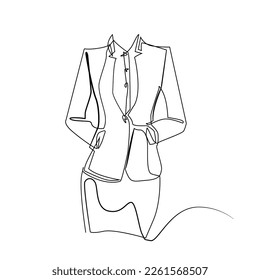 continuous line of ladies formal wear.one line drawing of ladies formal attire. office work woman clothing line art