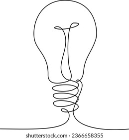 Continuous Line Lamp, One Line Art Illustration Vector