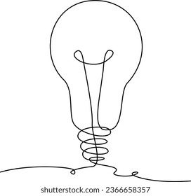 Continuous Line Lamp, One Line Art Illustration Vector