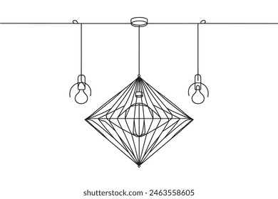 Continuous line lamps and light bulbs. One line drawing of lampshades. Single line drawing of light bulb vector illustration.