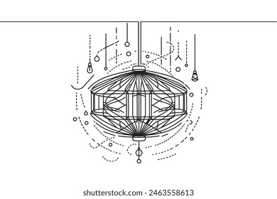 Continuous line lamps and light bulbs. One line drawing of lampshades. Single line drawing of light bulb vector illustration.