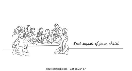 última cena de línea continua de jesus christ.último vector de línea única.fondo blanco aislado