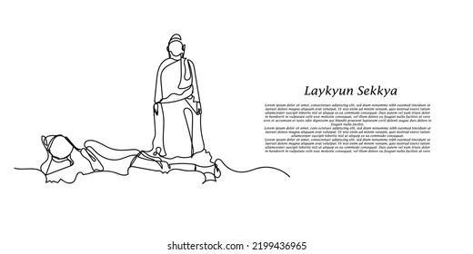 continuous line laykyun sekkya .line drawing of laykyun sekkya cultural icon