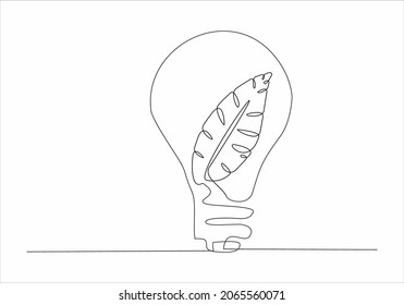 continuous line of leaves inside the light bulb