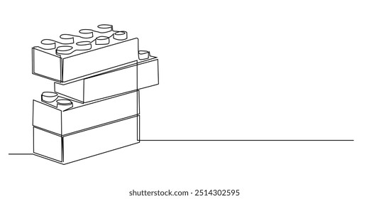 Línea continua de juguetes para niños. Un dibujo de línea de juguetes para niños