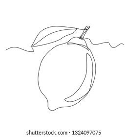 Continuous line lemon for grocery store, printing on posters and banners. Linear style