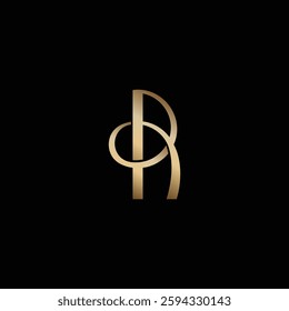 continuous line letter r in gold
