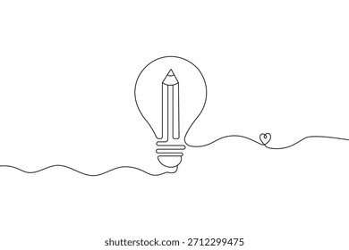 Ilustración de idea de bombilla de línea continua
