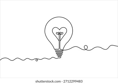 Ilustración de idea de bombilla de línea continua
