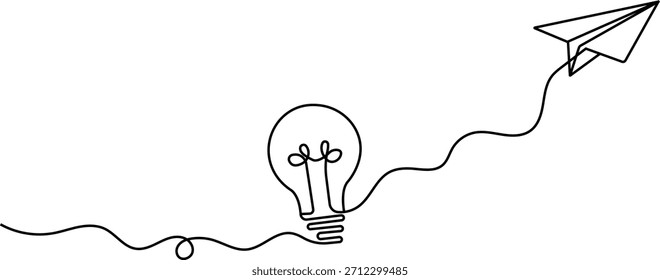 Ilustración de idea de bombilla de línea continua
