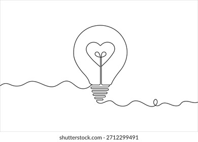 Ilustración de idea de bombilla de línea continua
