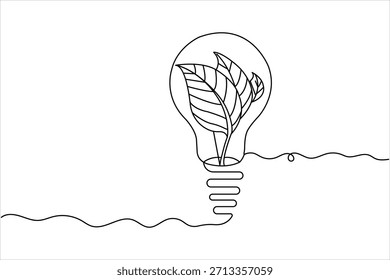 Ilustración de idea de bombilla de línea continua