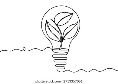 Ilustración de idea de bombilla de línea continua