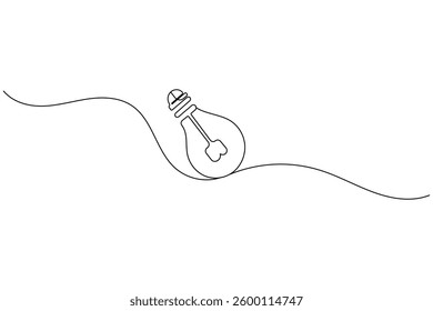 Continuous line light bulb one line drawing minimalist style isolate outline vector icon