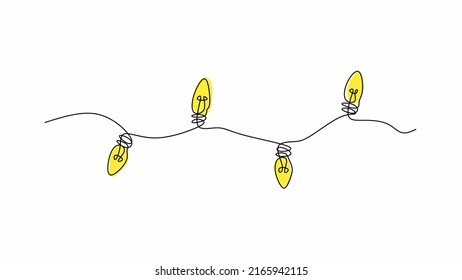 continuous line of light bulbs. isolated white background