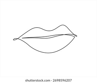 Continuous Line Lips Drawing Minimalist Lips Logo Vector Hand Drawn Abstract Female Lips