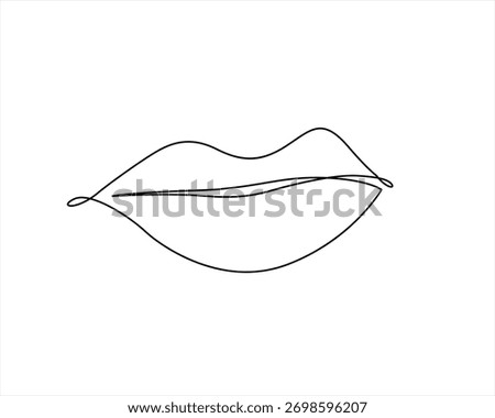 Continuous Line Lips Drawing Minimalist Lips Logo Vector Hand Drawn Abstract Female Lips