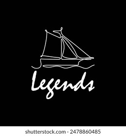 continuous line logo image of a legendary sailing ship