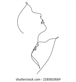 Stetige Linie, Liebhaber zeigen Liebe, Valentinstil, handgezeichnete Vektorgrafik