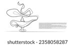 continuous line magic lamp. single line aladin lamp. minimalistic line vintage lamp