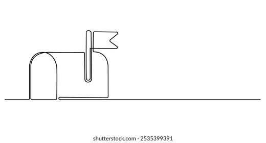 ícone de caixa de correio de linha contínua.desenho de uma linha de sinal de caixa de correio.ilustração de vetor de linha única.fundo branco isolado