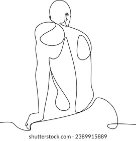 Línea continua de un cuerpo masculino. Retrato vectorial de un hombre fuerte. Diseño minimalista vectorial para arte en la pared, impresión, tarjeta, afiche.