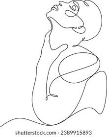 Kontinuierliche Linie eines männlichen Körpers. Vektorporträt eines starken Mannes. Vektorminimalistisches Design für Wandkunst, Druck, Karte, Plakat.