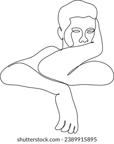 Línea continua de un cuerpo masculino. Retrato vectorial de un hombre fuerte. Diseño minimalista vectorial para arte en la pared, impresión, tarjeta, afiche.