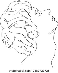 Continuous line of a male body. Vector portrait of a strong man. Vector minimalistic design for wall art, print, card, poster.