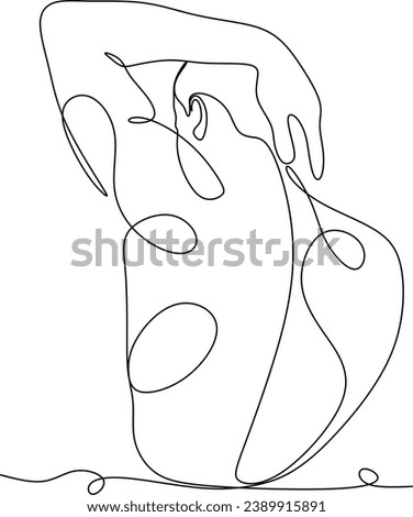 Continuous line of a male body. Vector portrait of a strong man. Vector minimalistic design for wall art, print, card, poster.