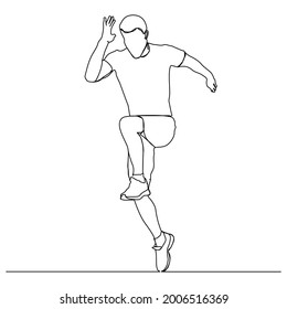 continuous line a male runner jogging
