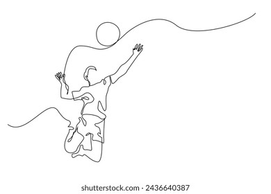 continuous line of male volleyball athlete.single line of volleyball athlete hitting volleyball.athlete hitting volleyball in one line drawing