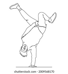 continuous line man dancing b-boying
