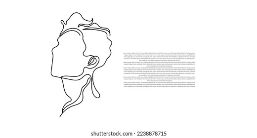 continuous line man face.one line man face line drawing.handsome man face art.adult man abstract line