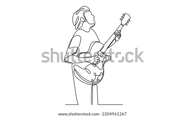 Continuous Line Man Playing Guitar Stock Vector Royalty Free 2204961267 Shutterstock 1536