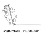 Continuous line. Man playing Violoncello.
Simple style hand drawn music style vector illustration