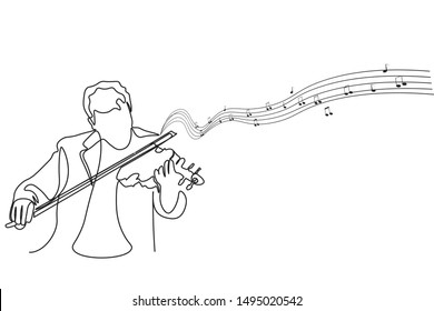 Continuous line. Man playing Violoncello.
Simple style hand drawn music style vector illustration
