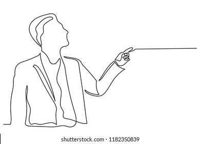 continuous line a man points with his finger