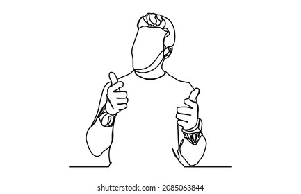 continuous line man rejoicing in victory
