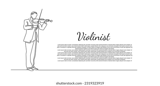 violinista de línea continua. hombre vector de línea única tocando violín. hombre de arte de línea violinista