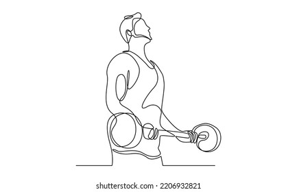 continuous line of man weightlifting exercise