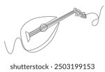 continuous line mandolin.mandolin musical instrument equipment drawn in one line.single line vector illustration.isolated white background