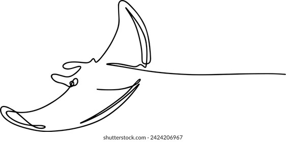 Continuous Line Manta Ray Stingray Devil Ray Fish