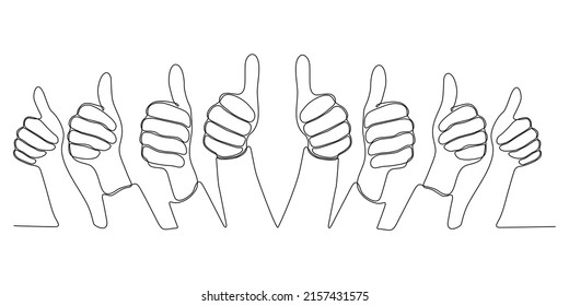 
continuous line Many people congratulate the winner and hold their thumbs