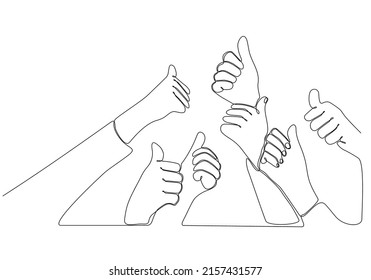 
continuous line Many people congratulate the winner and hold their thumbs