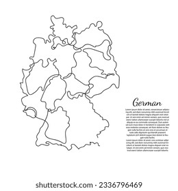 continuous line map of germany.blank map of germany country.line art map of germany.