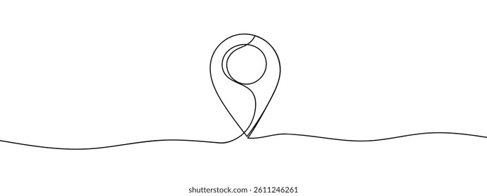 Continuous Line Map Marker line art vector illustration with background.