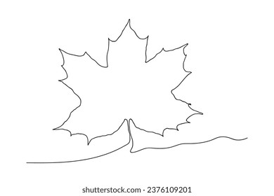 Continuous line maple leaf outline